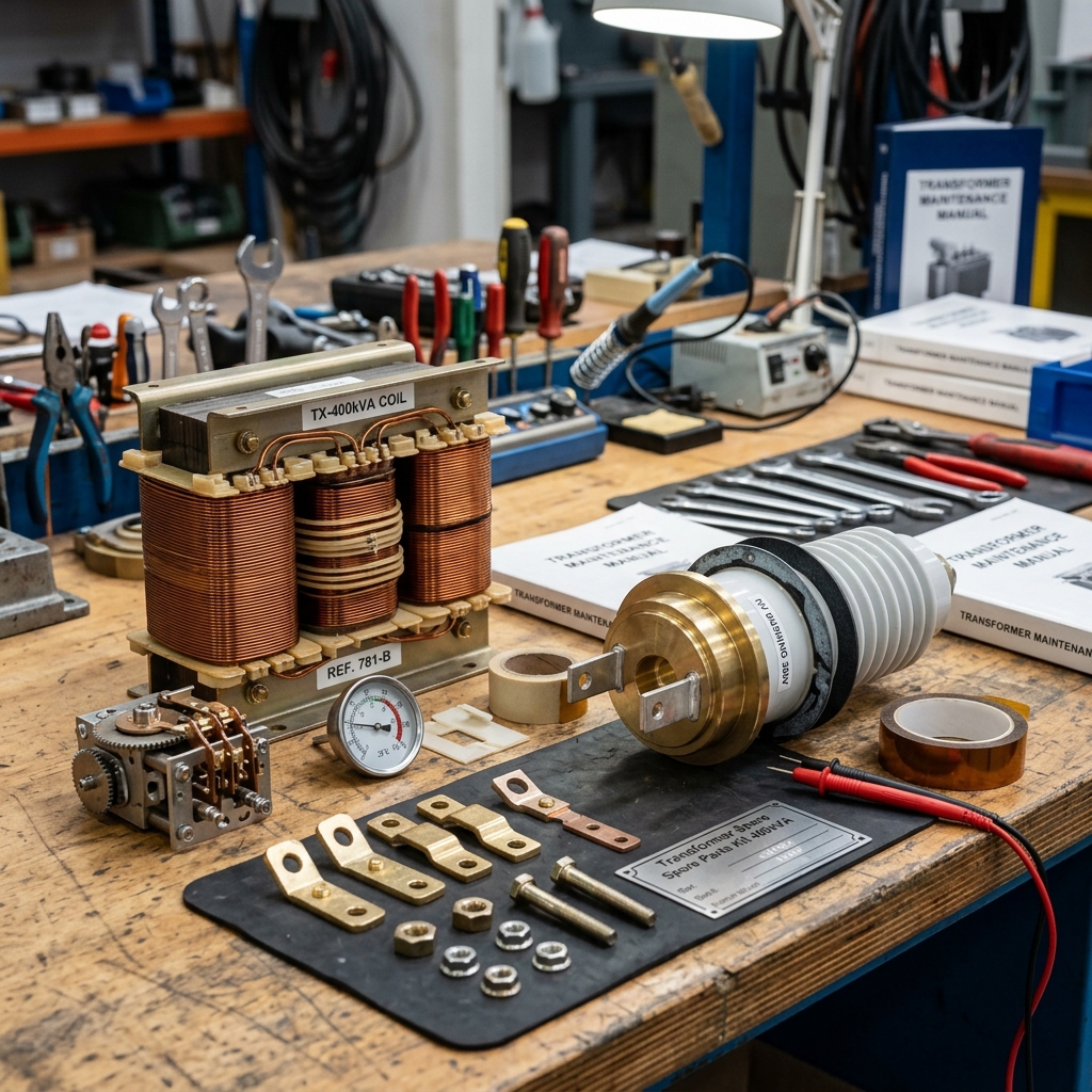High-quality close-up of OLTC spare parts on a workbench